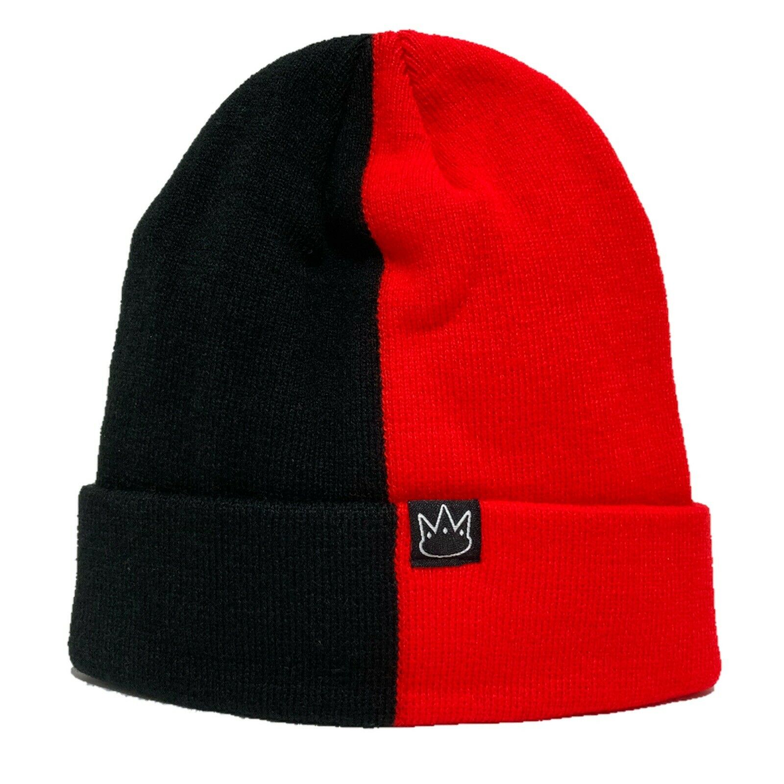 half black red beanie cap hat